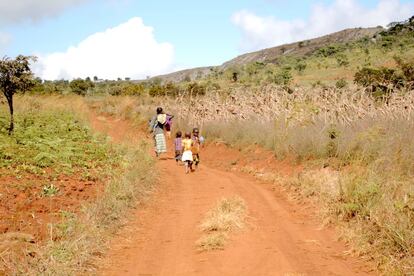 Sin embargo, Kapise se encuentra a apenas dos minutos en coche de la línea fronteriza (el camino de tierra que se ve en la imagen) que separa Malawi de Mozambique. Los estándares de Acnur exigen que los campos estén al menos a 50 kilómetros de la frontera. Hay refugiados, muchos de los cuales vienen del área más cercana al límite territorial, que no quieren trasladarse a Luwani desde Kapise.