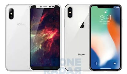 El clon chino a la izquierda a la derecha el iPhone X oriignal