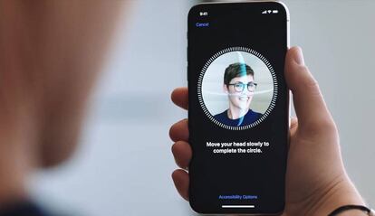 Face ID de Apple funcionando en un iPhone.