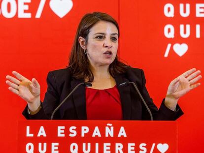 Adriana Lastra durante su intervención en el acto de Burgos.