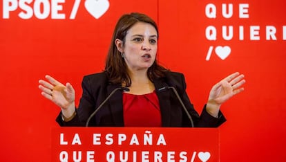 Adriana Lastra durante su intervención en el acto de Burgos.