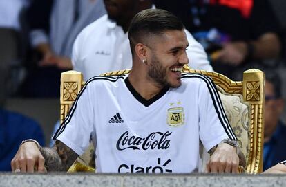 Mauro Icardi, antes del Argentina-Irak que se jugó el jueves en Riad.