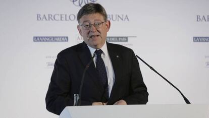 El presidente valenciano Ximo Puig en un acto en Barcelona. 