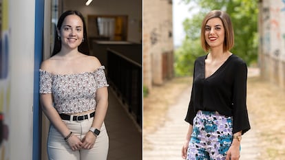 A la izquierda, Irene Espuny, investigadora del Institut de Recerca Biomedica IRB de Barcelona. A la derecha, la ingeniera Raquel Leal en Valladolid.