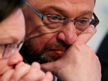 Martin Schulz y Andrea Nahles en un congreso del SPD de finales de enero.