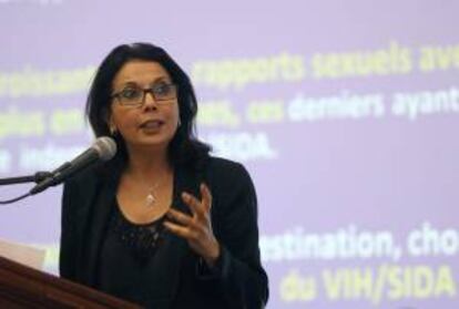 La relatora especial de la ONU sobre la venta de niños, la prostitución y la pornografía infantil, Najat M'jid Maalla, habla en Santo Domingo durante el "Encuentro internacional de buenas prácticas para prevenir la explotación sexual de niños, niñas y adolescentes en el sector viajes y turismo".
