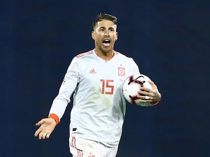 Sergio Ramos, tras marcar el penalti contra Croacia.