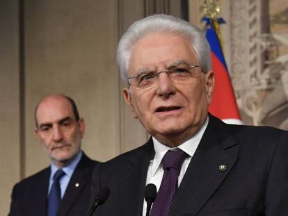 El presidente de Italia, Sergio Mattarella, este lunes en el Palacio del Quirinal (Roma).