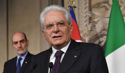 El presidente de Italia, Sergio Mattarella, este lunes en el Palacio del Quirinal (Roma).