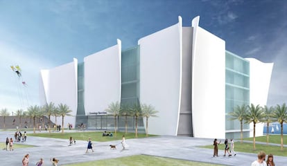 La fachada proyectada por Toyo Ito para el lado noroeste del Hermitage Barcelona que está previsto que se inaugura en 2022.