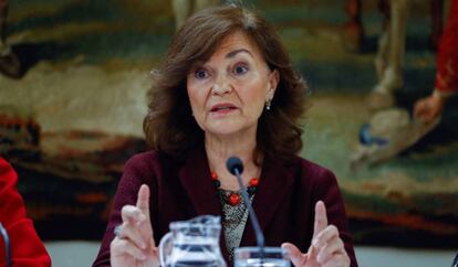 Carmen Calvo, el lunes en Madrid.