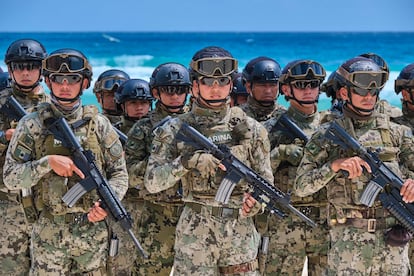 National Guard guard the beaches of the State of Quintana Roo, in April 2023