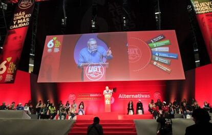 Méndez durante su intervención en el acto de UGT en Madrid.