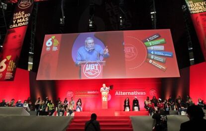 M&eacute;ndez durante su intervenci&oacute;n en el acto de UGT en Madrid.