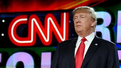 Donald Trump, durante el debate de candidatos a la presidencia de la CNN de 2015 en The Venetian Las Vegas, en Las Vegas (Nevada).