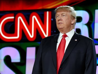 Donald Trump, durante el debate de candidatos a la presidencia de la CNN de 2015 en The Venetian Las Vegas, en Las Vegas (Nevada).