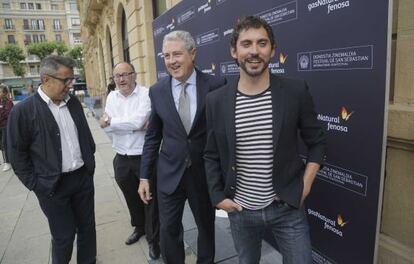 Buenafuente, Rebordinos, García Tabernero y León, este miércoles en San Sebastián minutos antes de la presentación de la iniciativa Cinergia.