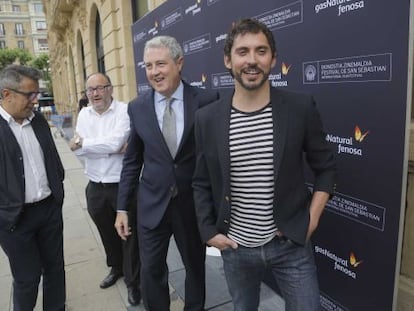 Buenafuente, Rebordinos, García Tabernero y León, este miércoles en San Sebastián minutos antes de la presentación de la iniciativa Cinergia.