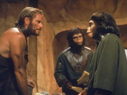El actor Charlton Heston, en una escena de <i>El planeta de los simios.</i>