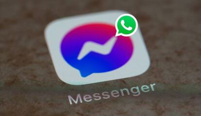 El icono de Facebook Messenger junto al logotipo de WhatsApp