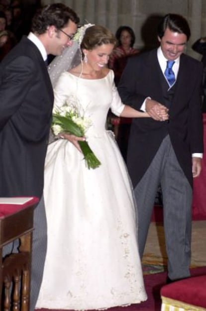 Alejandro Agag, Ana Aznar y José María Aznar, en la boda, el 5 de septiembre de 2002.