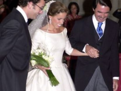 Alejandro Agag, Ana Aznar y José María Aznar, en la boda, el 5 de septiembre de 2002.