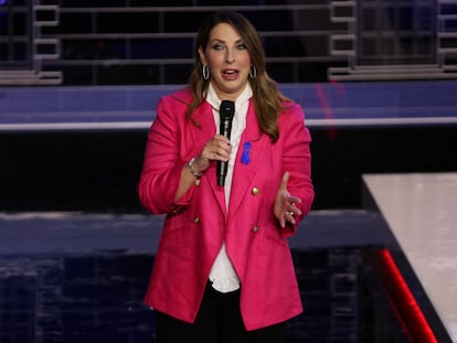 La presidenta del Comité Nacional Republicano (RNC), Ronna McDaniel, durante el tercer debate de los candidatos republicanos a la presidencia de Estados Unidos de la campaña para las elecciones de 2024, en noviembre pasado.