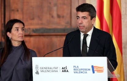 El presidente de la Generalitat, Carlos Mazón, y la consejera de Hacienda, Ruth Merino, en una imagen de archivo.