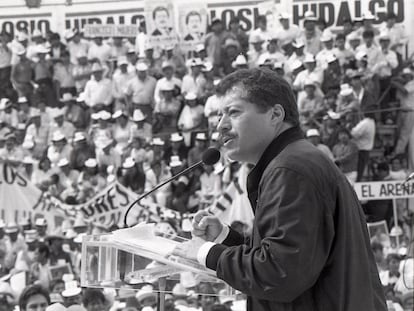 Luis Donaldo Colosio habla, durante un mitin en 1994.