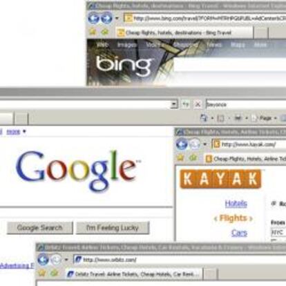 Portadas de los buscadores de Google y Bing