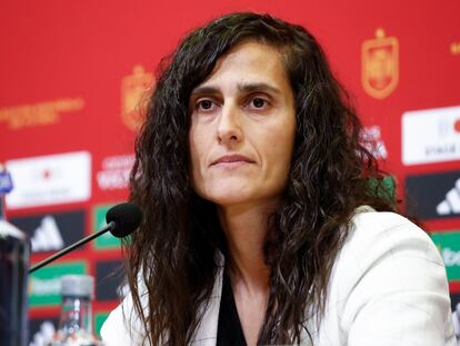 Montse Tomé, seleccionadora de España, en una rueda de prensa ofrecida en Las Rozas.