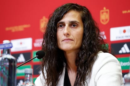 Montse Tomé, seleccionadora de España, en una rueda de prensa ofrecida en Las Rozas.