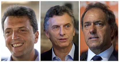 Sergio Massa, Mauricio Macri y Daniel Scioli.