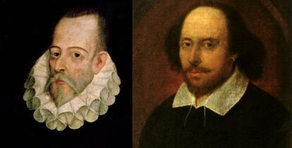 Retratos de Shakespeare y Cervantes, de cuyas muertes se cumplen 400 años en 2016.