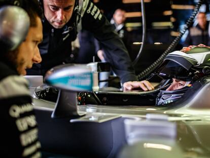 Jorge Lorenzo, en el test realizado con Mercedes en Silverstone.