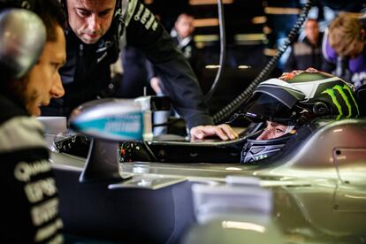 Jorge Lorenzo, en el test realizado con Mercedes en Silverstone.