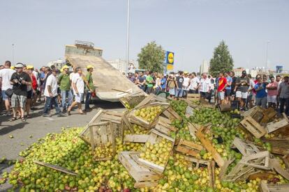 Imatge de la protesta dels agricultors lleidatans.