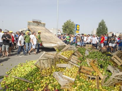 Imatge de la protesta dels agricultors lleidatans.