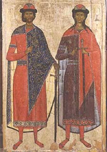 Icono con los santos Boris y Gleb, dos de las obras expuestas en el museo neoyorquino .