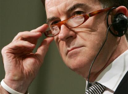 Peter Mandelson, comisario de la UE de Comercio, en una comparecencia en Bruselas.