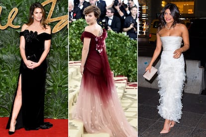 Cindy Crawford en los Fashion Awards (diciembre 2018), Scarlett Johansson en la gala del Met (mayo 2018) y Priyanka Chopra en su despedida de soltera (octubre 2018), algunos de los apoyos públicos a la marca en los últimos años.