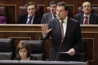 El presidente del Gobierno, Mariano Rajoy, interviene en la sesin de control al Ejecutivo, el pasado mircoles en el Congreso de los Diputados.