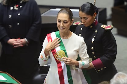 Claudia Sheinbaum receives the presidential sash in Mexico City on October 1.