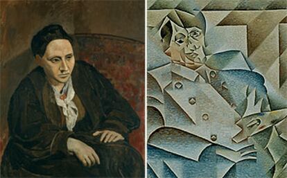 Cuadros de Pablo Picasso <i>(Gertrude Stein),</i> a la izquierda, y de Juan Gris <i>(Retrato de Picasso).</i>
