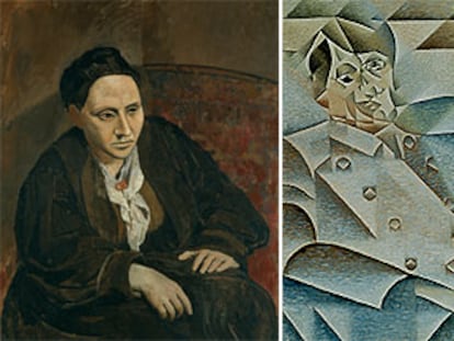 Cuadros de Pablo Picasso <i>(Gertrude Stein),</i> a la izquierda, y de Juan Gris <i>(Retrato de Picasso).</i>