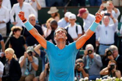 Nadal festeja el triunfo ante Del Potro. 