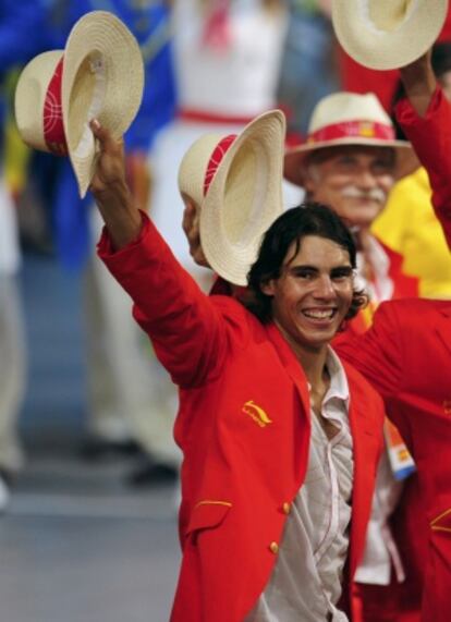 Nadal, en la ceremonia de apertura de Pek&iacute;n 2008.