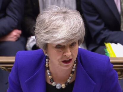La primera ministra británica, Theresa May, en el Parlamento de Westminster.