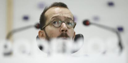 Pablo Echenique, tras una reunión de la ejecutiva de Podemos.