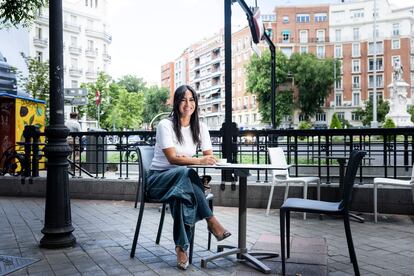 Begoña Villacís, at the Glorieta de Quevedo in Madrid, last Wednesday.  